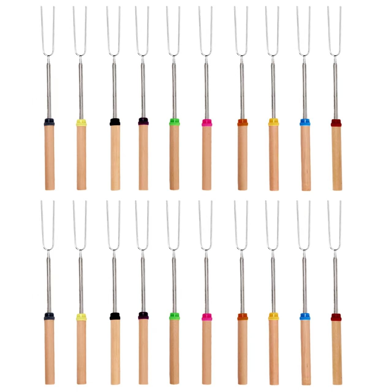 Marshmallow Roasting Sticks for Campfire, 20 Pack Extendable Stainless Steel Roasting Sticks Smore Skewers Hot Dog Fork Campfire Cooking Equipment, Camping Essentials S'Mores Gear Extendable 32 Inch