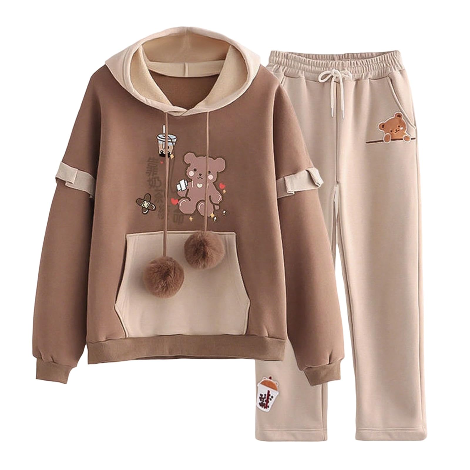 Generico Completo da Ragazza Composto 2 Pezzi, Tuta Casual con Felpa e Pantaloni della Abbigliamento Scolastico per Ragazze, Comodo Sportivo #D
