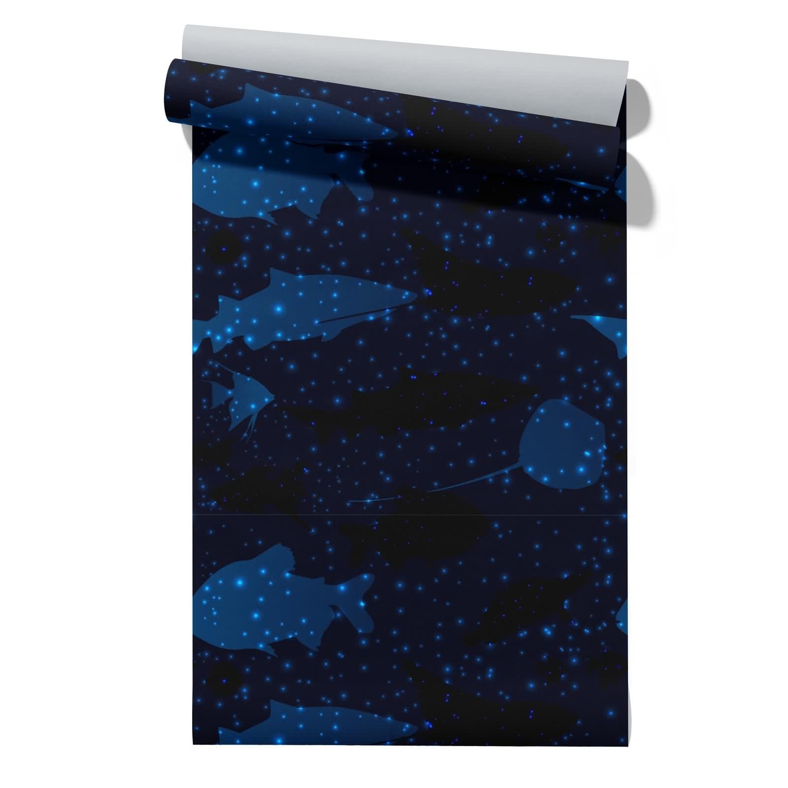 CEVAN Wallpaper 3 D Bedroom Covering Peel and Stick Fish Art Modern Floral Roll Drawer Liner Sticky Home Decoration Wallpaper 45x300cm