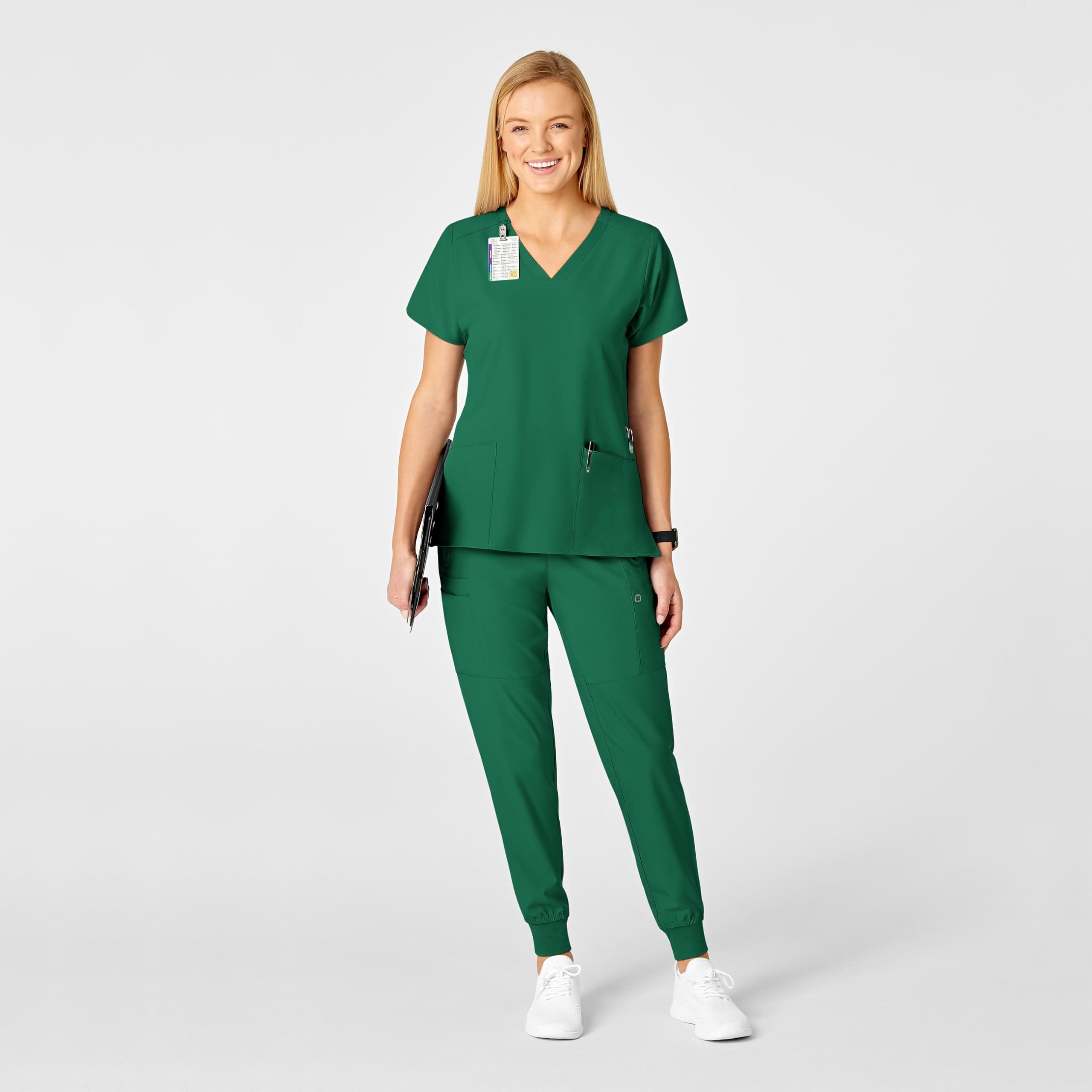 WonderWink Womens Flex Back V-Neck Top Medical Scrubs, Hunter Green, X-Small US