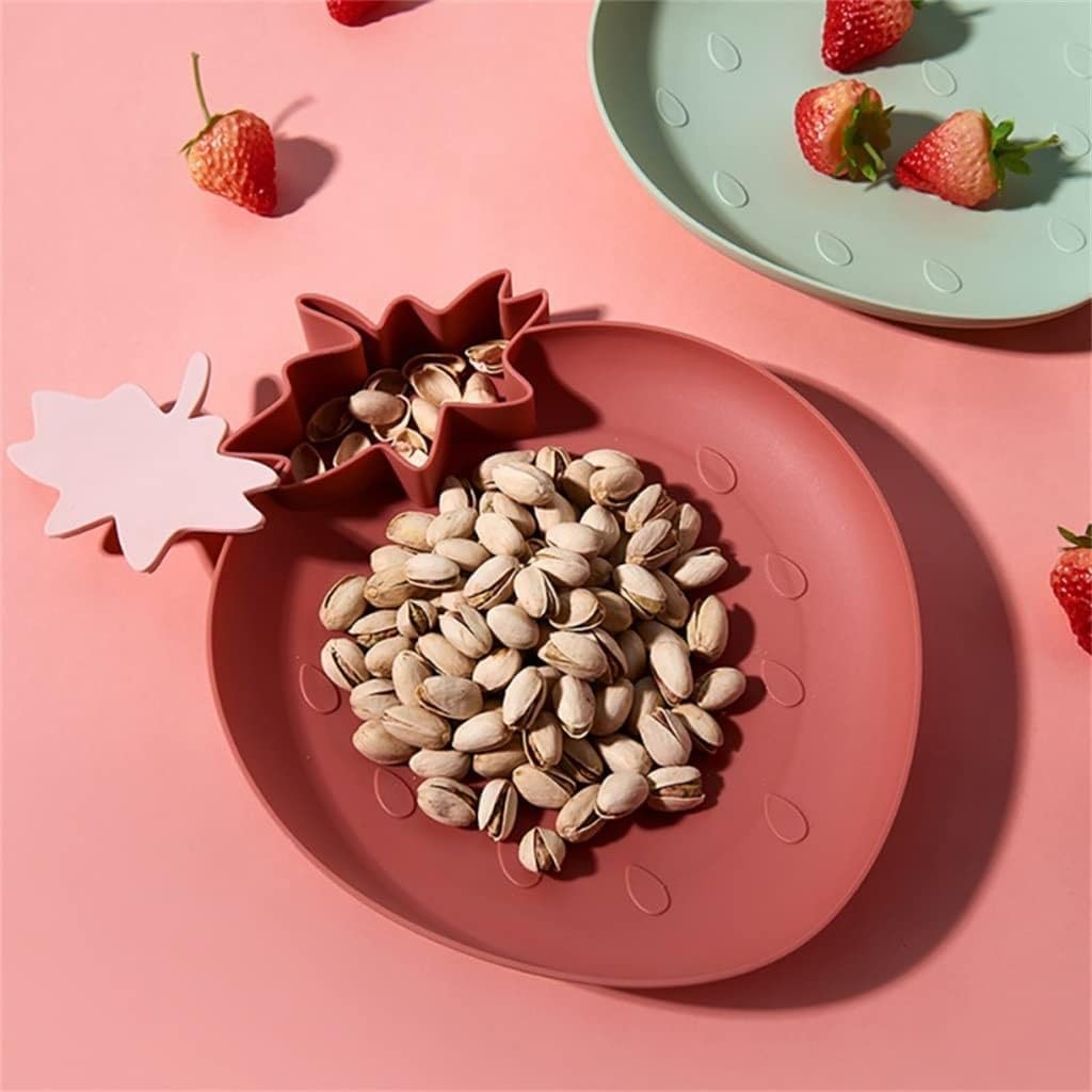 2 bandejas para Aperitivos Perezosos con Forma de Fresa, Bandeja para Comida de Frutas, Plato Bonito para Dulces, Plato para Aperitivos, Plato para Comida de Frutas (Rosa 27x21cm)