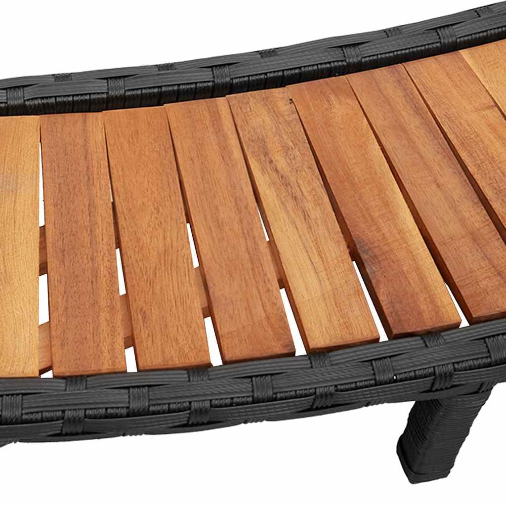 Ribete para bañera de hidromasaje con espacio de almacenamiento, color negro de ratán sintético y escalón de madera de acacia, apto para jacuzzis portátiles