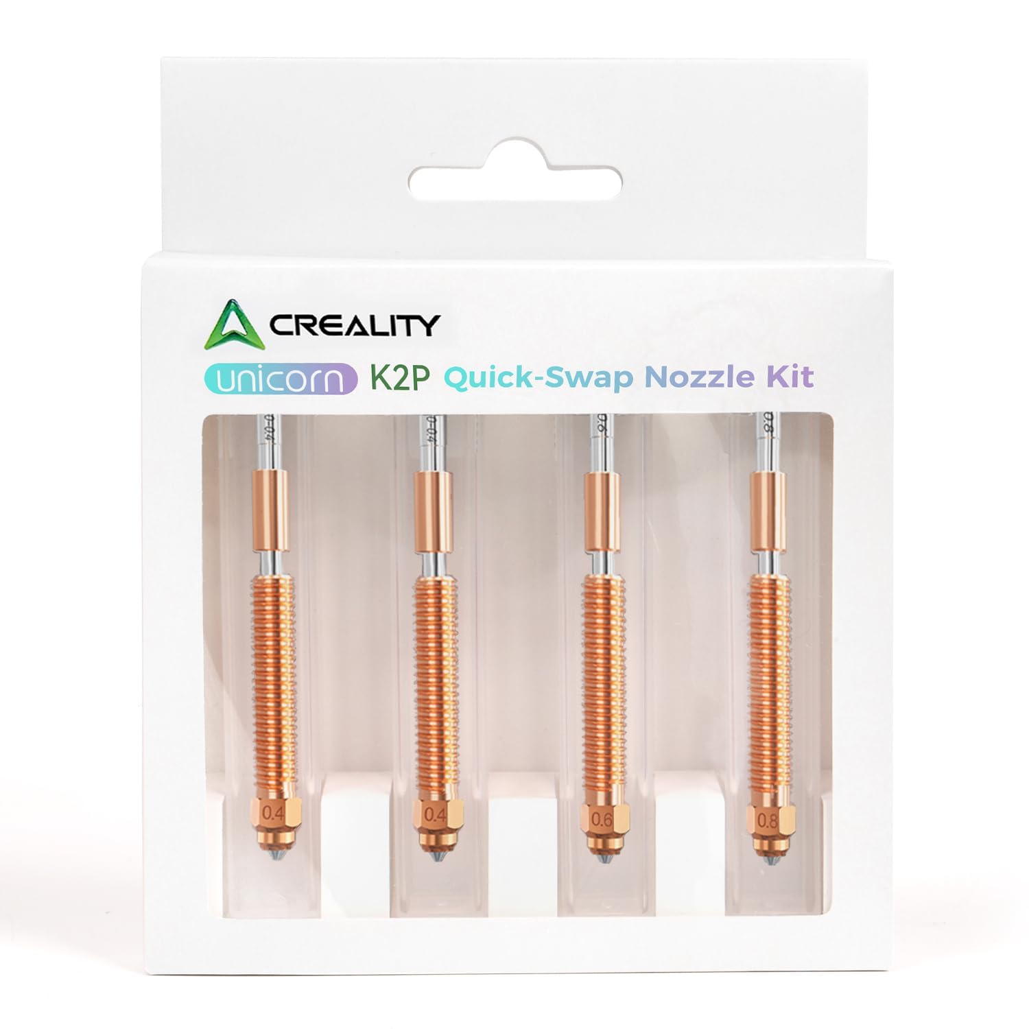 Creality Linx K2P - Kit di ugelli a cambio rapido integrato, 4 pezzi, smontaggio e montaggio rapido, materiale migliorato, diversi diametri, adatto per K2 PLUS