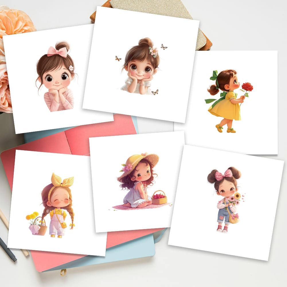 AHANDMAKER 6 x Niedlicher Lichtschalter Aufkleber Mit Cartoon Motiv. 7x7 Zoll Cartoon Charakter Mit Bunten Blumen Wandaufkleber Lichtschalter Aufkleber Für Büro Home Decor