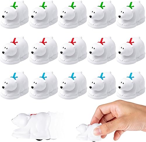 Leyndo 24 piezas de osos polares para tirar hacia atrás, mini juguetes de plástico, autos de juguete de animales polares, vehículos de empuje y