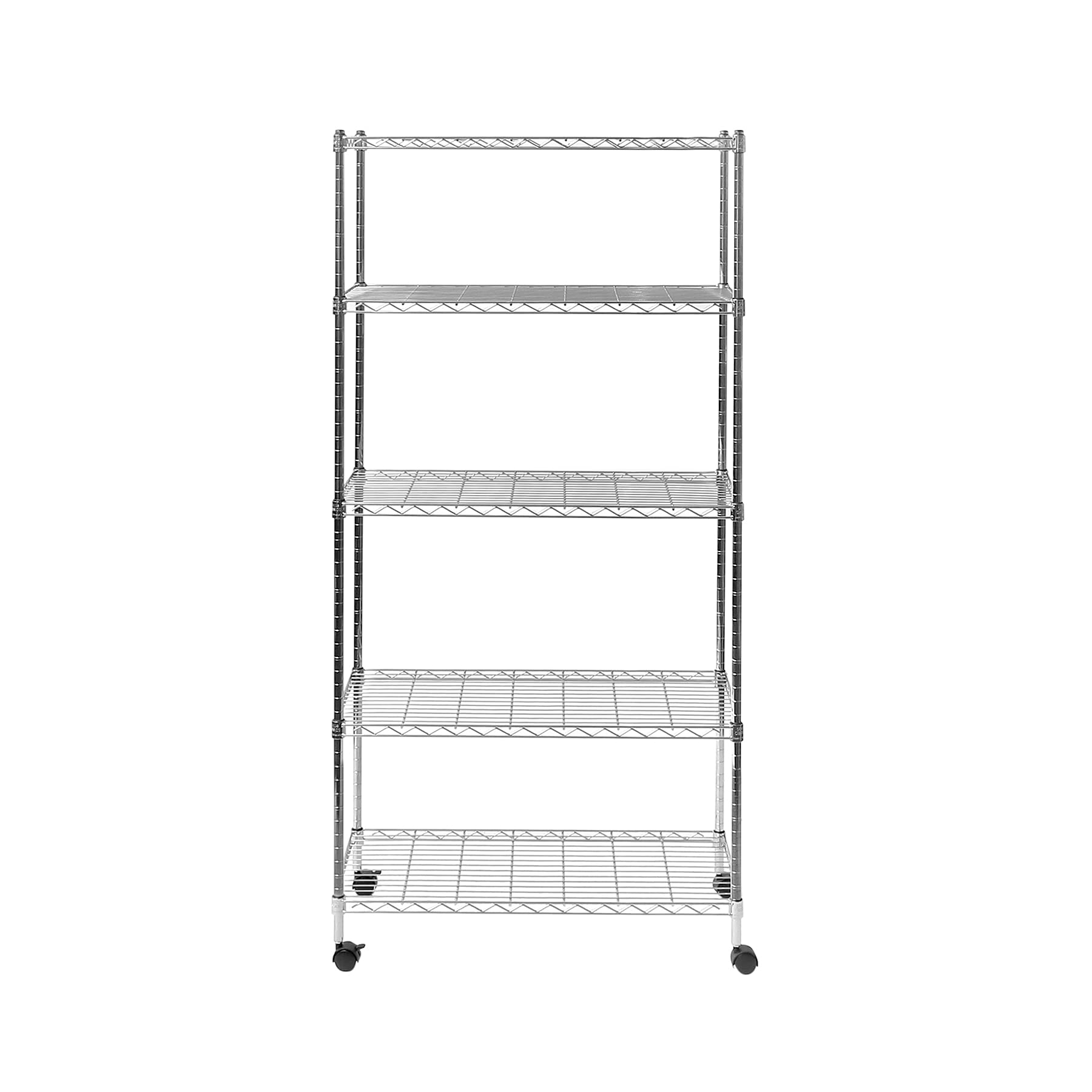 Seville Classics 5-Tier Wire Shelving with Wheels, 30" W x 14" D x 60" H, Chrome Plating