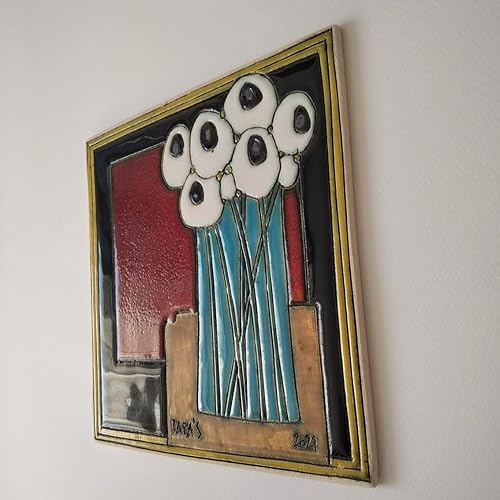 Miniatura 4 de Wall Tiles, Art Plates, Tiles for Wall, Pottery Tile, Wall Hanging, Handmade Tiles, Living Room Decor, Tiles with Flowers