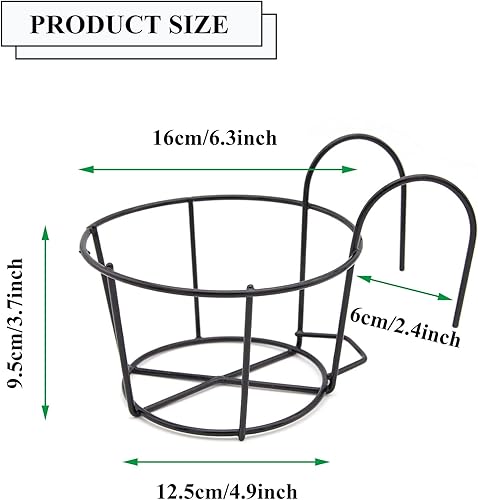 3 Pièces Paniers de jardinière à Rail Suspendu Support Jardiniere Balcon Rond Paniers de Fleurs Suspendus en Fer, Convient pour Balcon,Jardin,Clôture,Intérieur Et Extérieur - 2