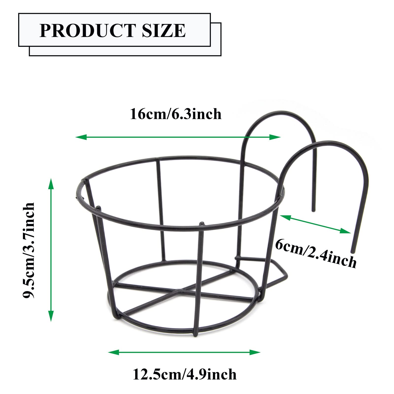 Hanging Flower Pots - 3 Pack Black Metal Planters -2