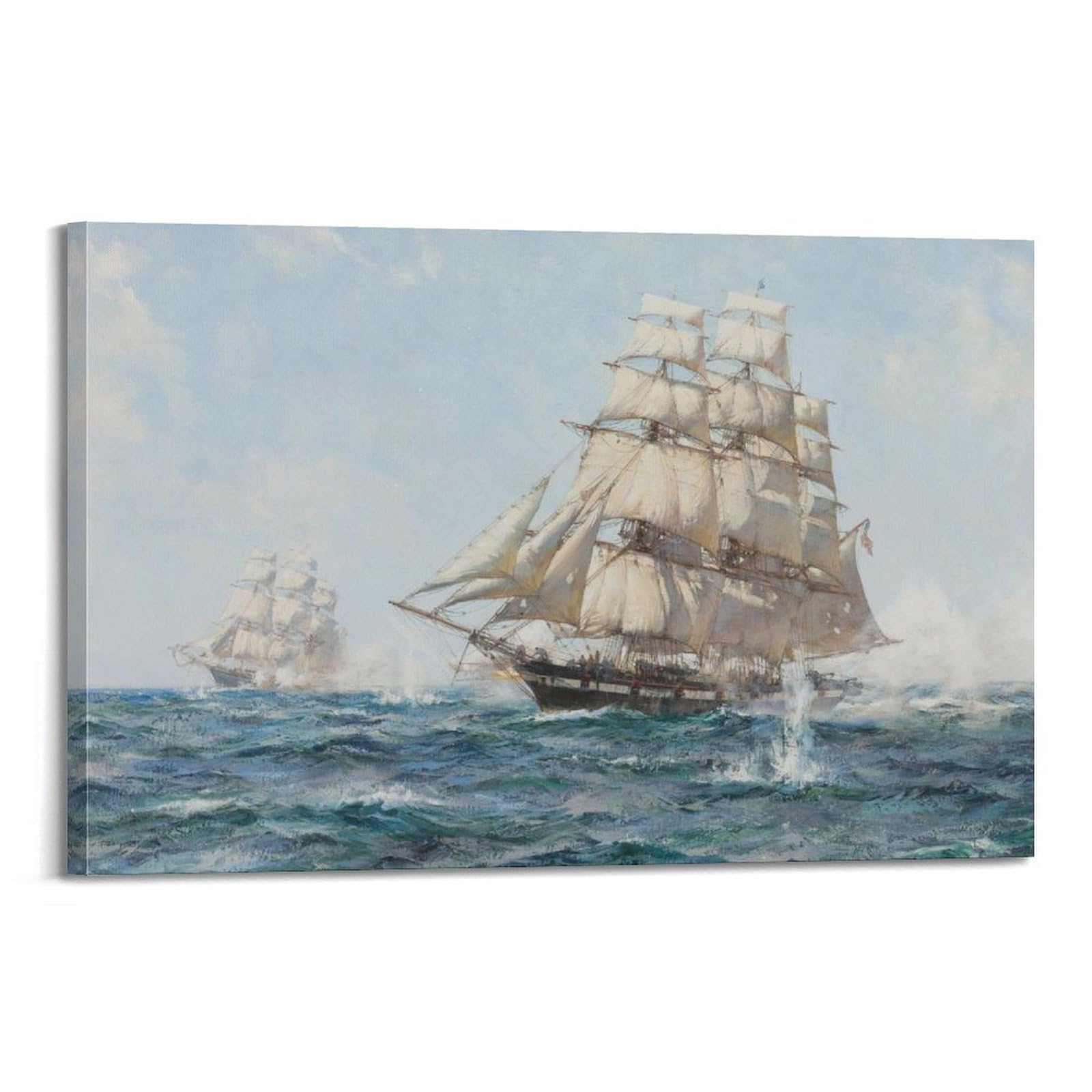 WZKTCL Vintage Sailboat Poster Waves Poster Decorative Painting Canvas Wall Posters And Art Picture Print Modern Family Bedroom Decor Posters 20x30inch(50x75cm)
