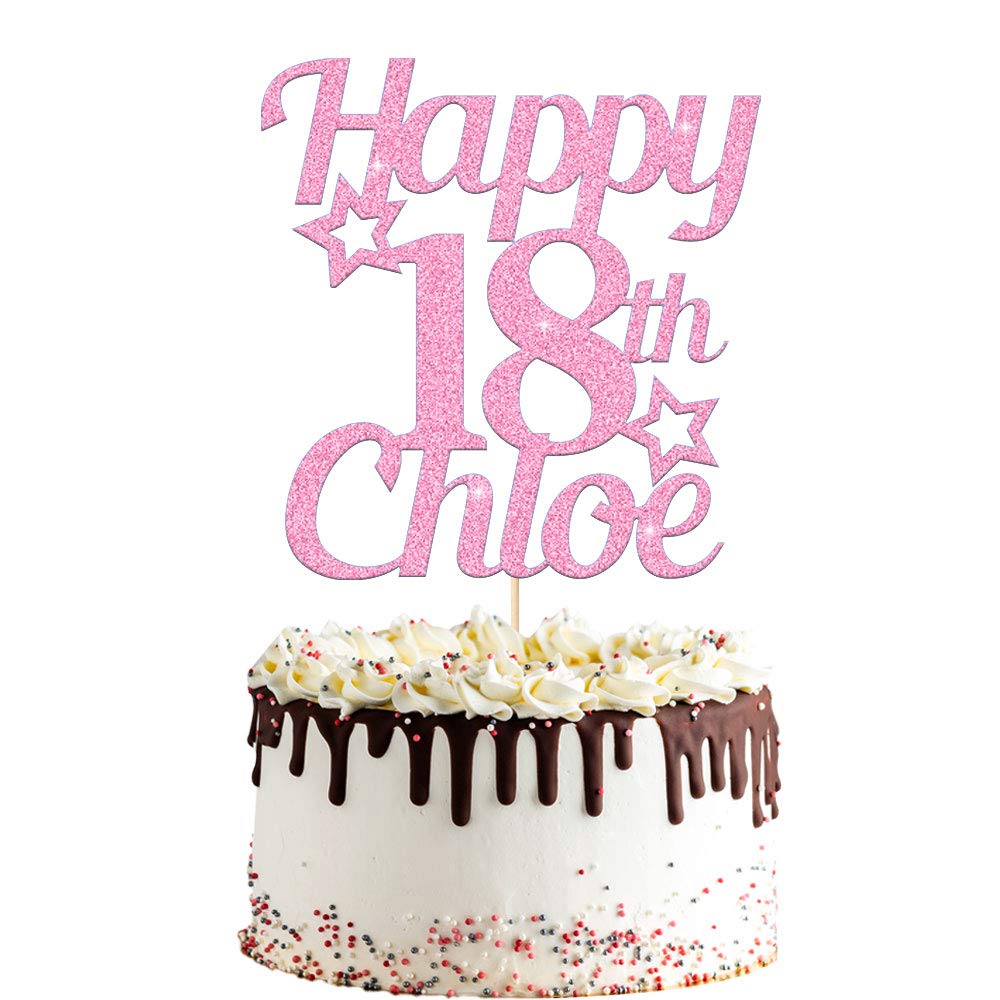 Personalised Birthday Cake Topper Customized Birthday Cake Decoration Multicoloured Party Decoration for Girls Her Kids 7th 13th 16th 18th 21st 30th 60th 70th (Baby Pink)