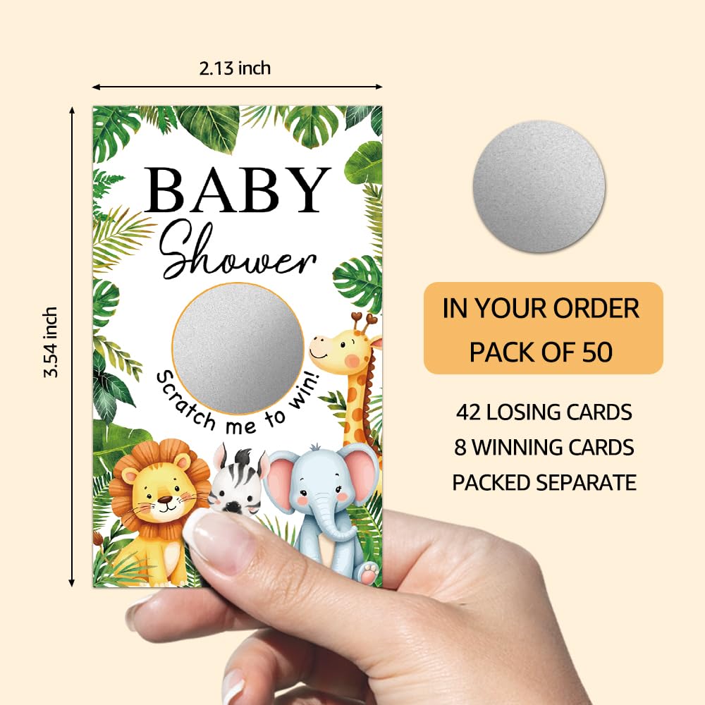 50 Stück Baby Shower Rubbelspiel, Waldtiere Thema Rubbelkarte für Geburtstagsfeier, Lotteriespiele, Gruppenspiele, Familienaktivität, Babyparty-Aktivität und Idee