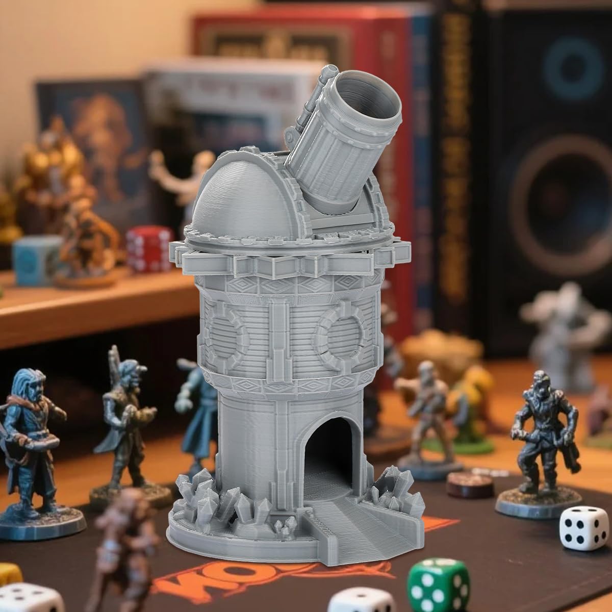 LKKCHER DESIGN Cannon Dice Tower, Military Style Resin Dice Roller with Trays, Steampunk Tabletop Gaming Accessory, D&D Rolling Tower, RPG Portable Dice Throne, Gift for DND Fantasy Players