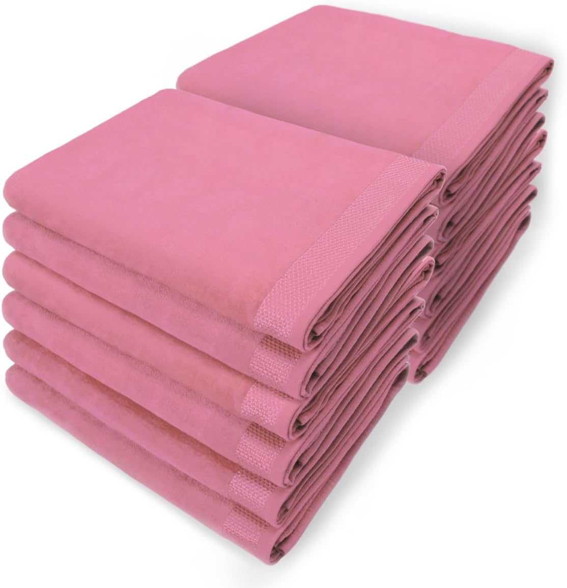 Kaufman – Velour Solid Color Bath Sheets, Beach Towel, Pool Towel, 100% Cotton, 30''x60'', Absorbent Towel (12, Pink)