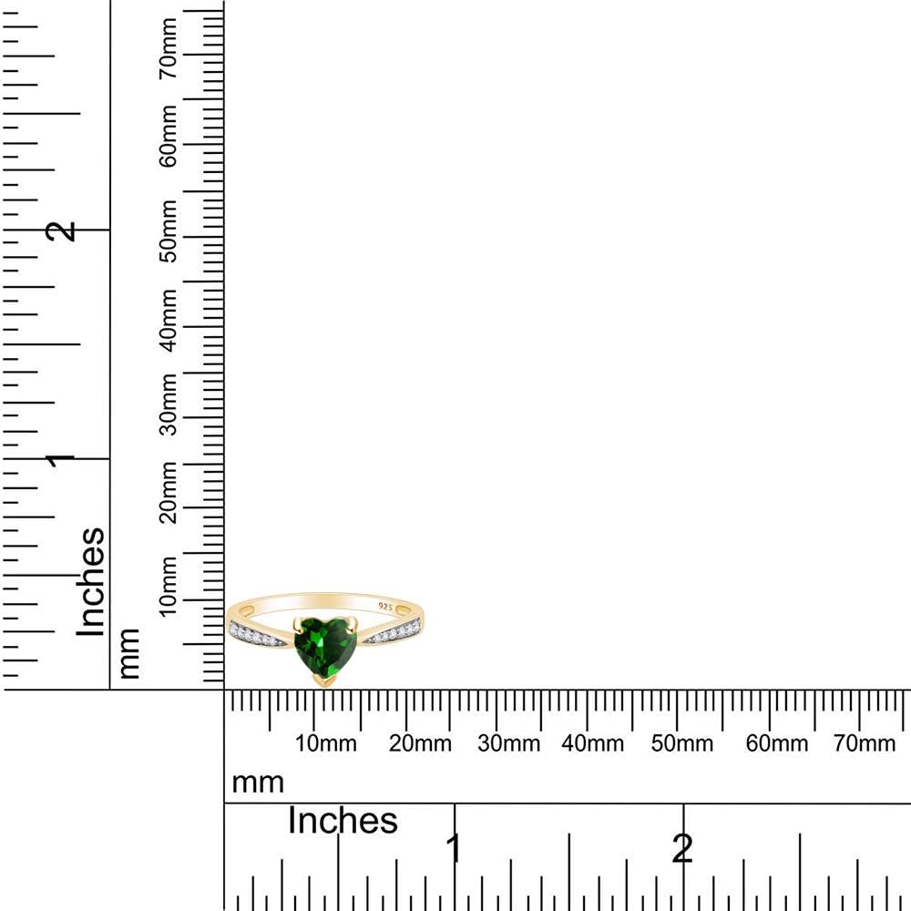 Solitaire Heart Promise Ring for Women Center 7MM Simulated Birthstone with White CZ, Stackable Gemstone Ring in 14K Gold Plated 925 Sterling Silver, Jewelry for Her
