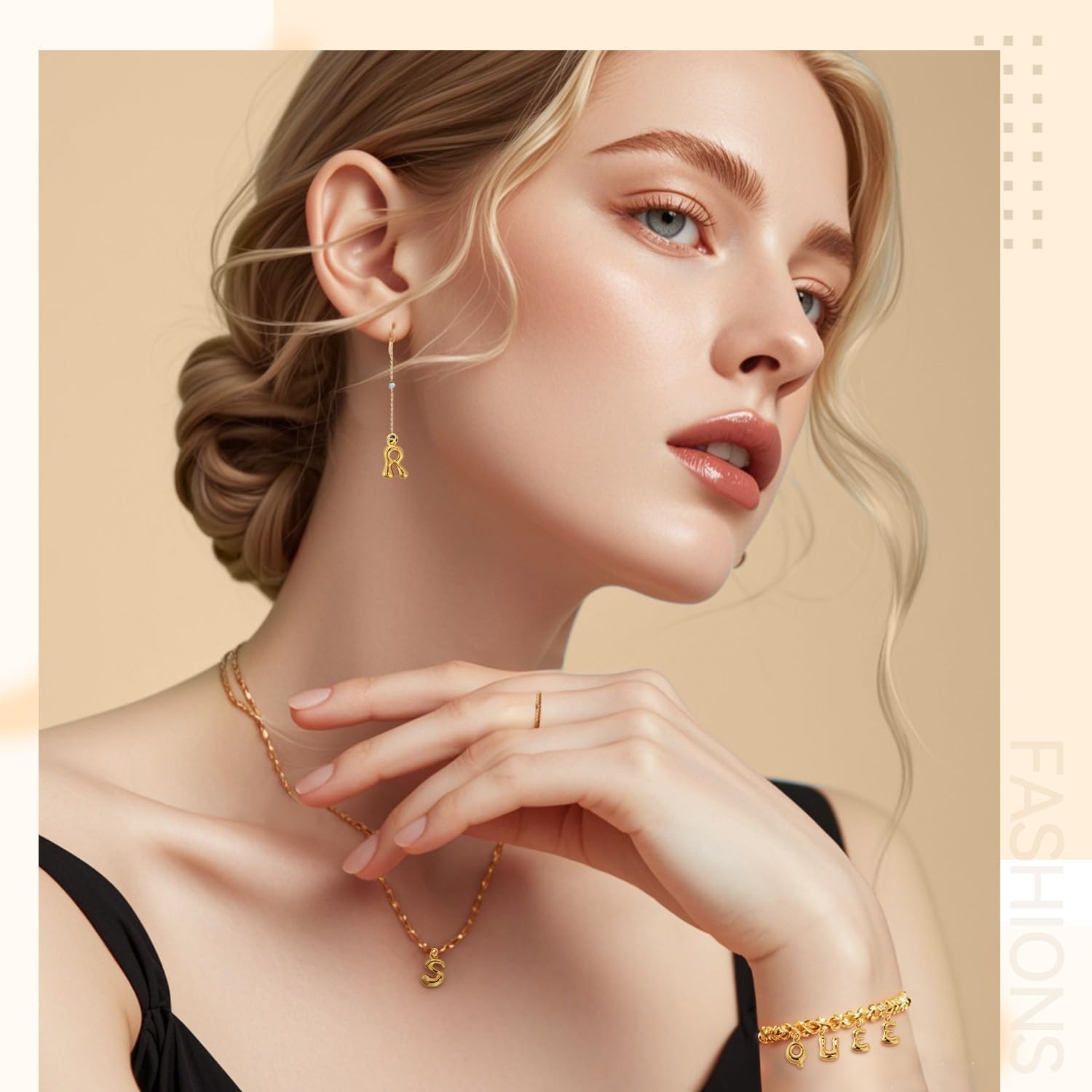 26Pcs 18K Gold Filled A-Z Alphabet Letters Charms for Jewelry Making, Chunky Gold Initial Letter Charm Pendant Beads, Trendy Bubble Slide Glitter Pendants for Women Bracelet Necklace Choker Making - Image 3