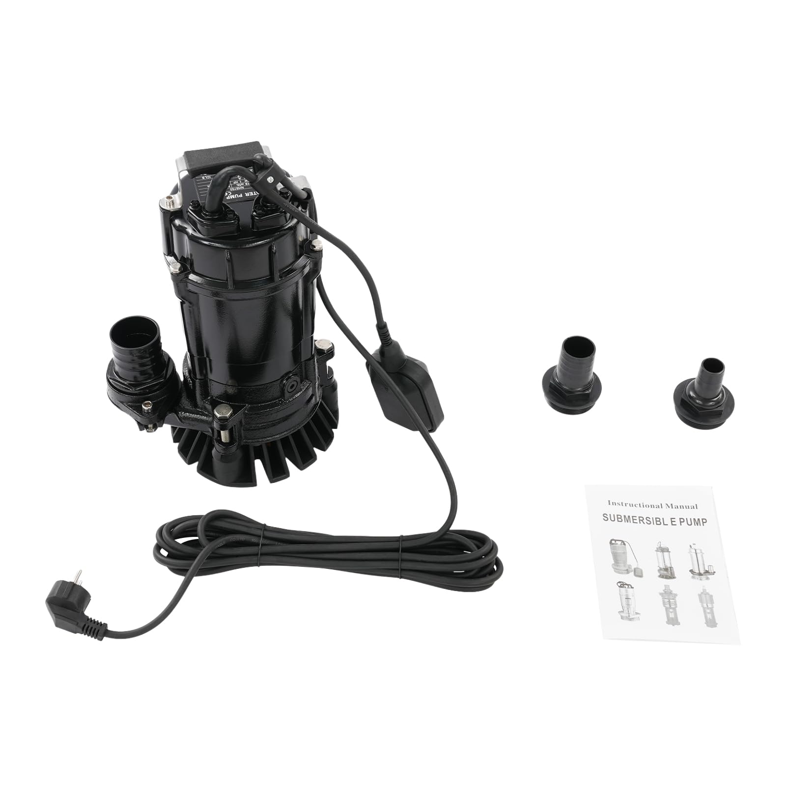 Bomba sumergible negra de 750 W, bomba de agua de 18 m de altura de extracción, bomba de aguas residuales, 19 m³/h, bomba sumergible con función de succión, para piscina, sótano, drenaje