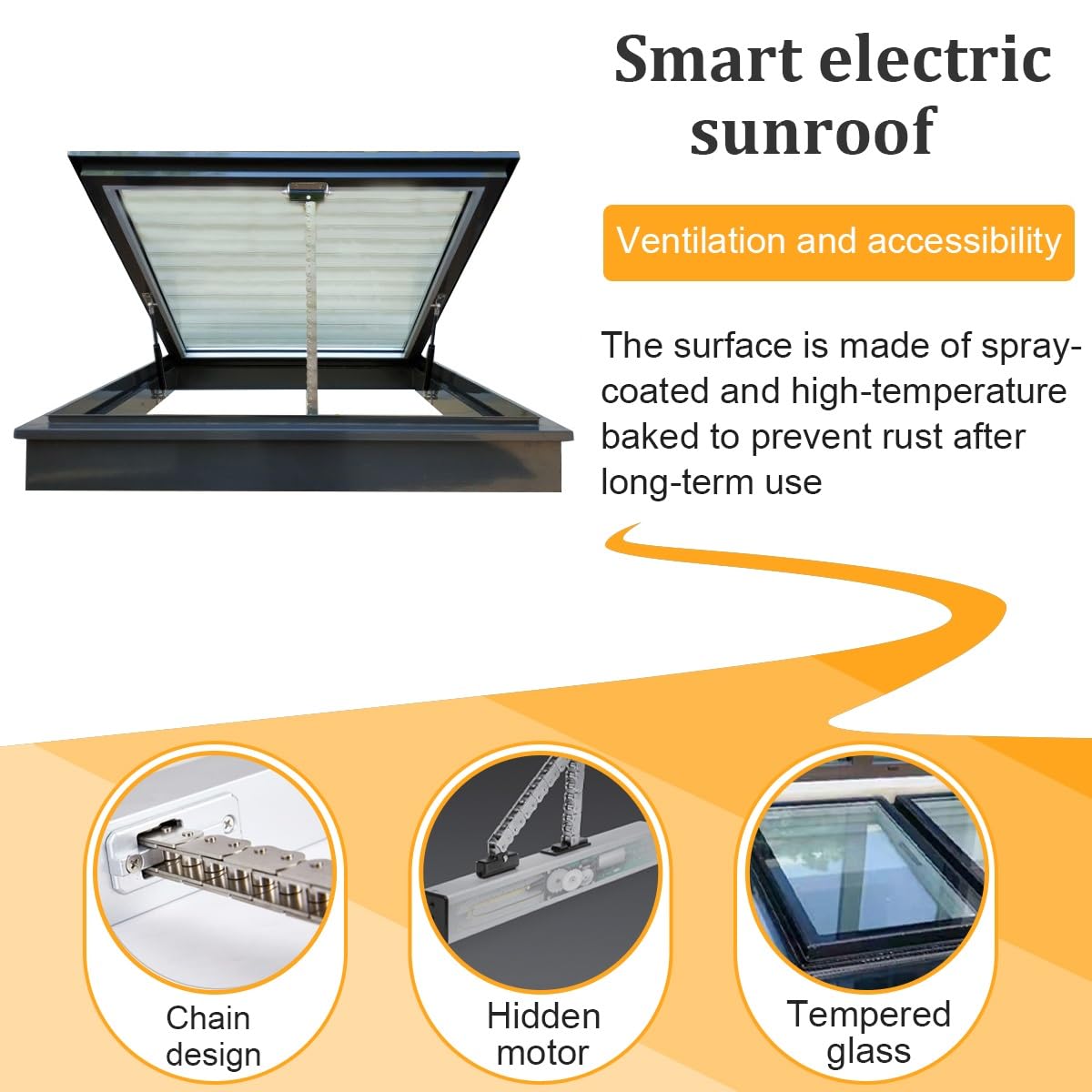 Lucernari Elettrici Intelligenti per Tetti, Finestra per Tetti con Telecomando E Sensore Pioggia, Finestra per Tetti con Doppio Vetro Temperato per Soffitta/Veranda(LxW 60x50cm/23.6x19.7in)