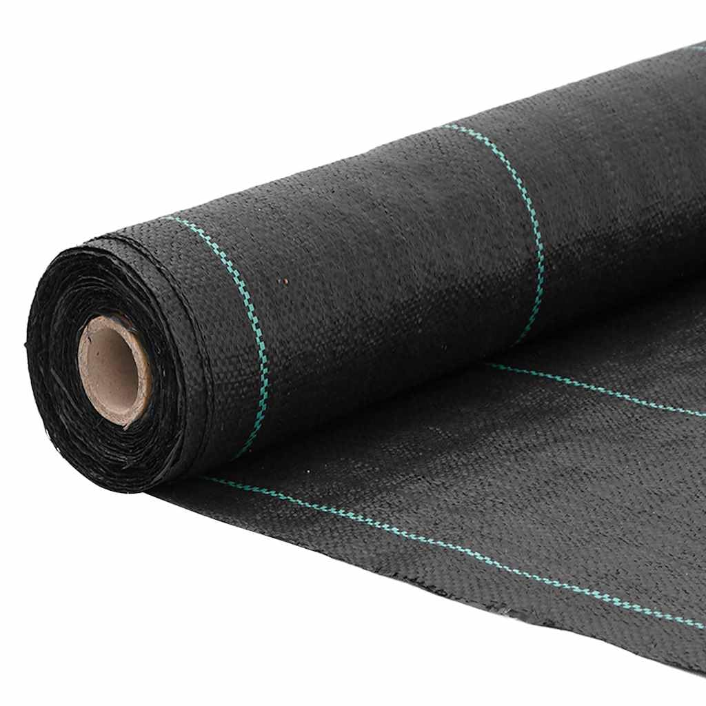 Unkrautvlies Schwarz 1,5x200 m PP Gartenvlies Wasserdurchlässig für Hochbeet und Garten Unkrautbekämpfungsfolie langlebiges Vlies mit grünen Streifen zur Pflanzenpflege