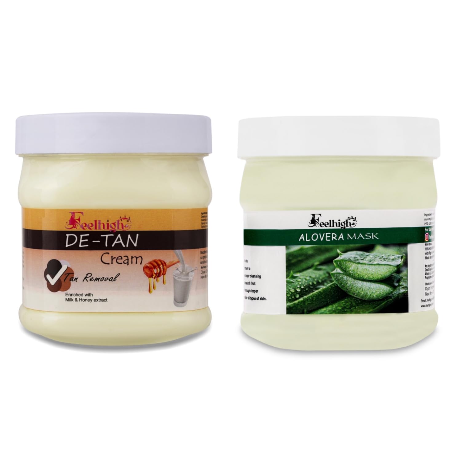 Feelhigh De-Tan Cream and Aloe vera Face Mask Combo (Pack of 2) Each 500ml-image-30