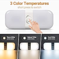 Vista 2 de CT CAPETRONIX Luces Interiores para RV 1700LM, 3 Colores TEM Luces para Camper, Regulables 12V Voltios Lámpara LED, Luz de Techo Domo para RV