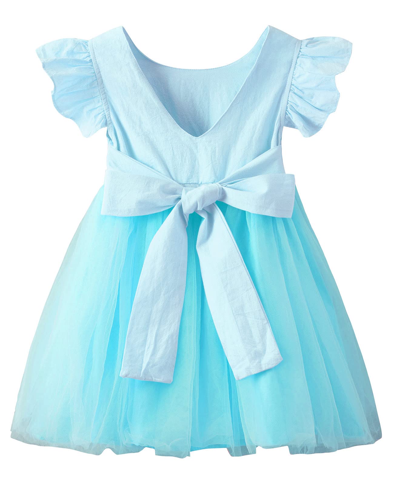 LYXIOF Toddler Baby Girl Tutu Tulle Dress Cotton Linen Ruffle Back Bowknot Princess Party Dresses