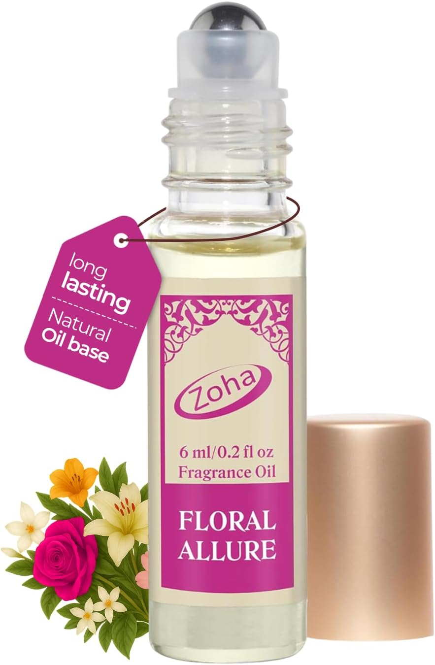 Floral Allure Perfume for Women and Men, Alcohol-Free Hypoallergenic Vegan Fragrance Oil Roll-On