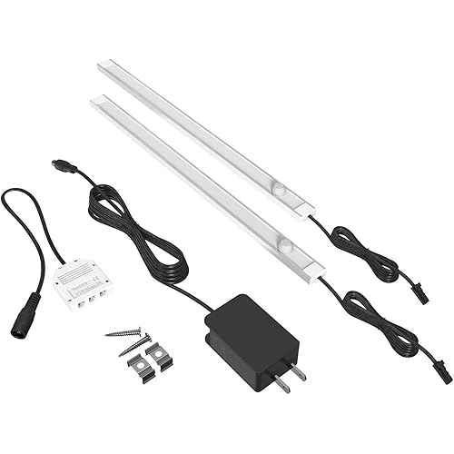 Joosenlux LED Under Cabinet Lights Modern Under Counter Lights Bar with Motion Sensor Control Plug-in LED Closet Light Bar for Kitchen, Cupboard, Shelf, Closet, 2Pack (Warm Light 3000K)