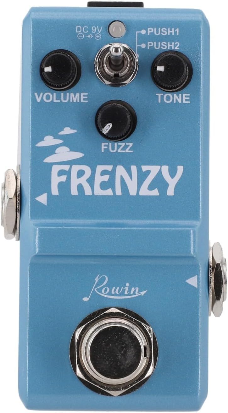Rowin LN-322 Fuzz Pedal for Bass Guitar with Full Metal Shell, Two Mode Fuzz Distortion Effects, Compact Overdrive Tone, For Long Lasting Metal Body