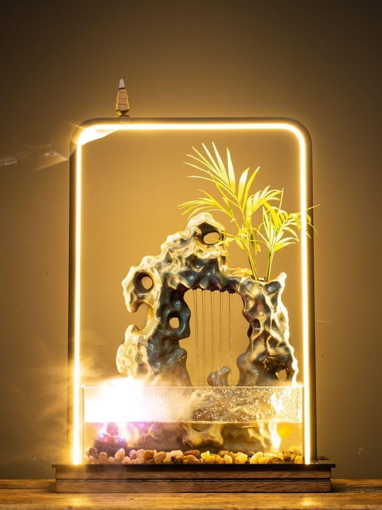 Ceramic Tabletop Fountain/流水喷泉招财摆件/Indoor Outdoor Portable Tabletop Decorative/Feng Shui Ornament for Bringing Wealth