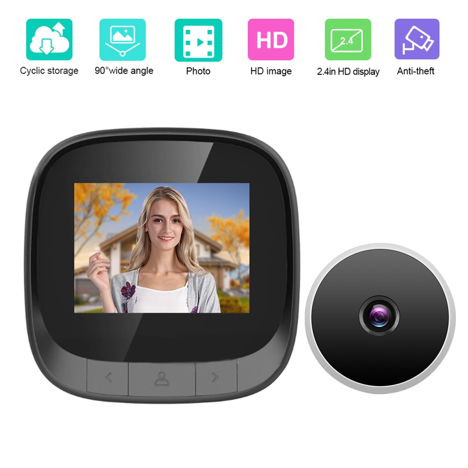 Visor de Puerta Digital de Seguridad Cámara de Mirilla de 2,4 Pulgadas, WiFi de Puerta Digital Mirilla, Cámara de Mirilla para WiFi de Apartamento, Cámara de Mirilla de Puerta,