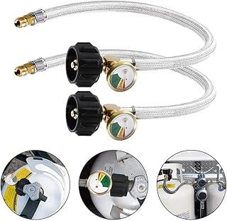 Sponsored Ad - 18" RV Propane Pigtail Hose with Tank Gauge, Stainless Steel Braided RV Propane Hose Connector with Type 1/...