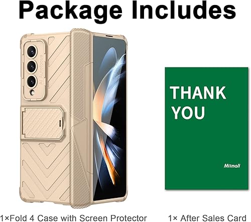 Miniatura 7 de Miimall Funda compatible con Galaxy Z Fold 4, Fold 4 con protección de bisagra, protector de pantalla de vidrio templado, soporte ajustable, fundas