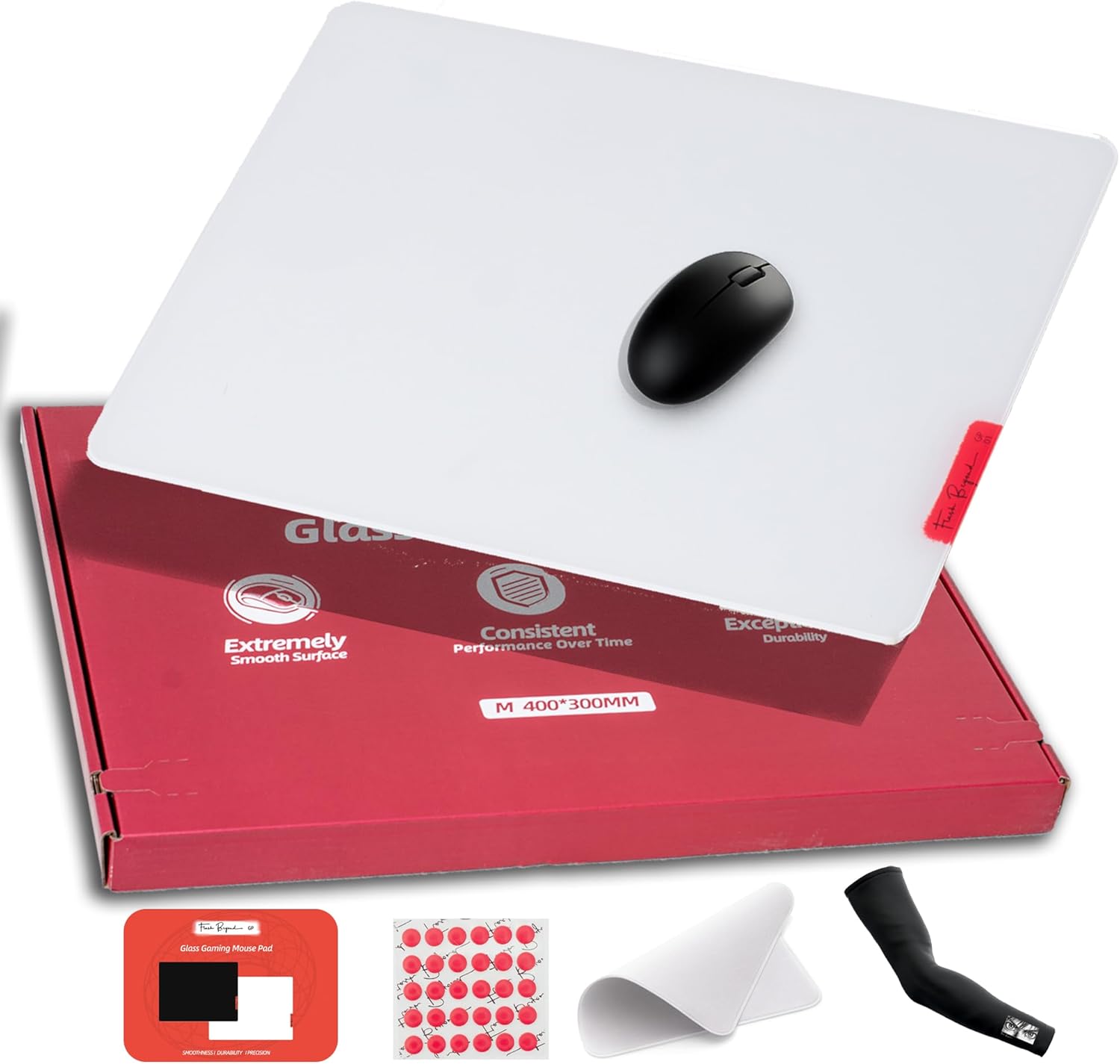 Glass Gaming Mouse Pad - Premium Glass Pad with Anti-Slip Rubber Base - Smooth, Precise Tracking, Durable Surface for High-Speed Gaming, Ideal for FPS Players (White-50 * 40CM) White-50*40CM