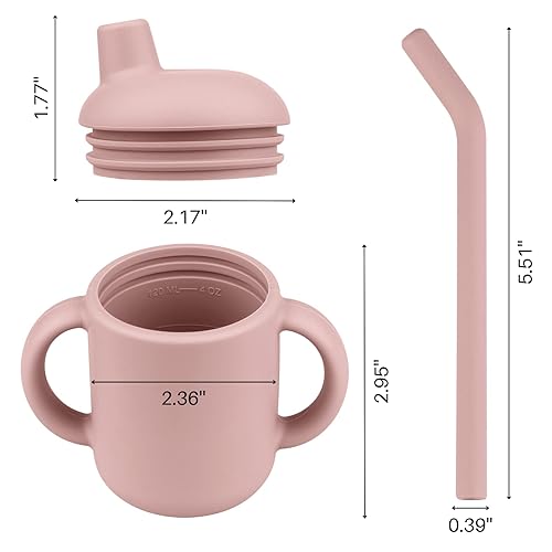 Miniatura 6 de Mintlyfe Vaso para bebés y niñas, vaso de entrenamiento de silicona para niños y niñas, vaso con popote de entrenamiento, irrompible, a prueba de