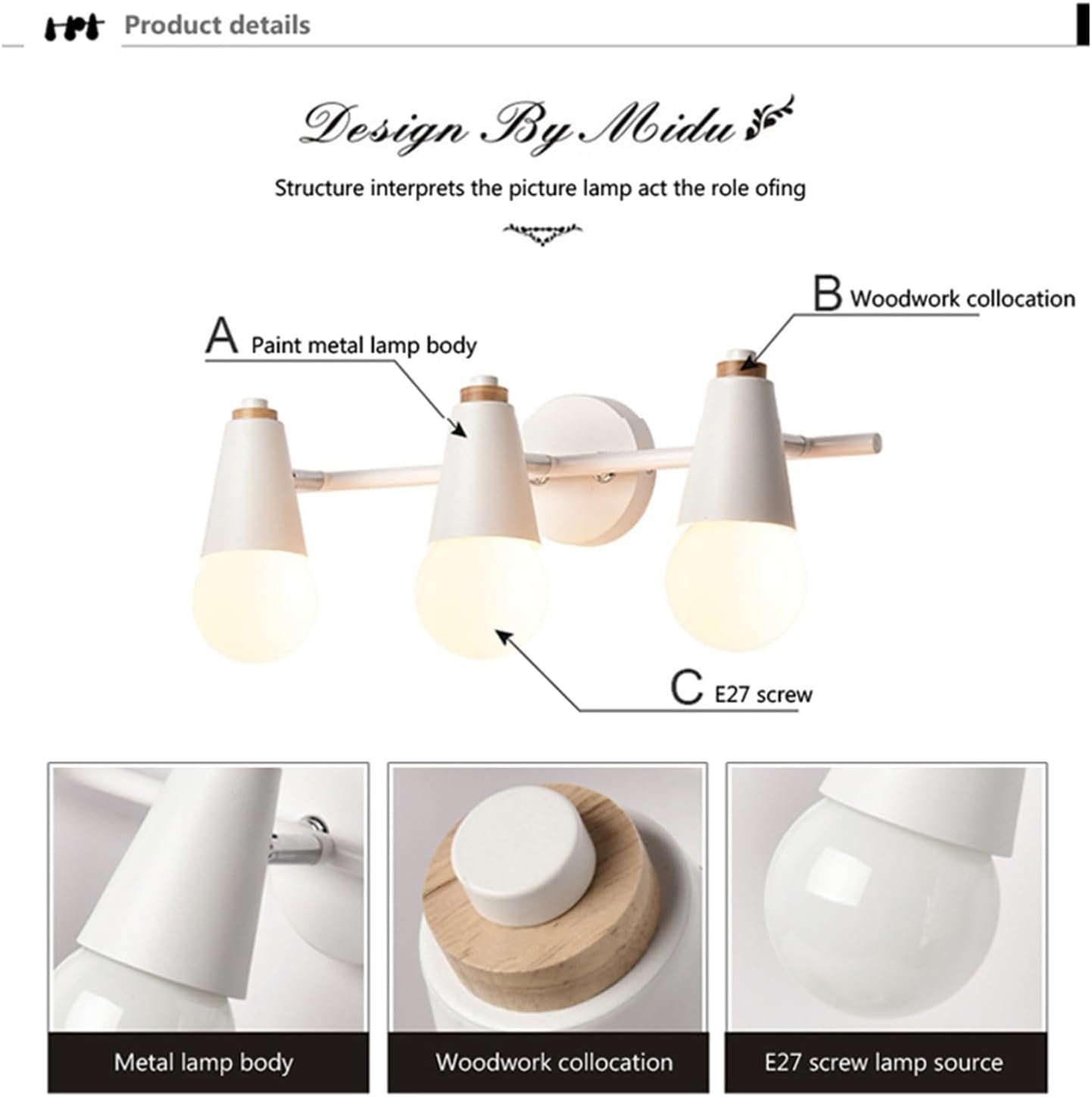 NANZU LED Macaron Lens Light Modern Multi-Color Simple Mirror Cabinet Corridor Wall lamp Mirror Iron lamp (Color : 2 heads-02, Size : Warm Light)