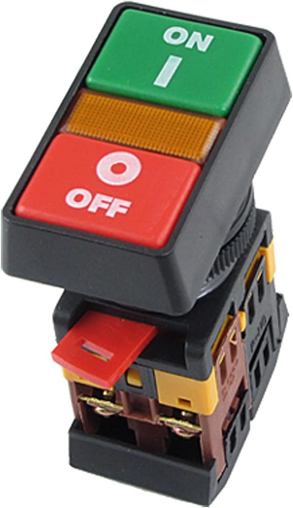 uxcell A11083100ux0124 on Off Start Stop Push Button with Light Indicator Momentary Switch, Red/Green Power