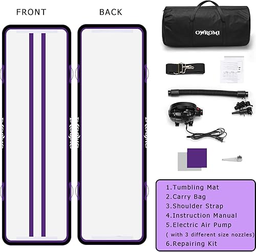 Miniatura 6 de Tumble Track Mats for Gymnastics, Kids Air Gymnastics Mats for Tumbling Thick Inflatable Gymnastics Tumbling Track Mat 6.610131620ft Training