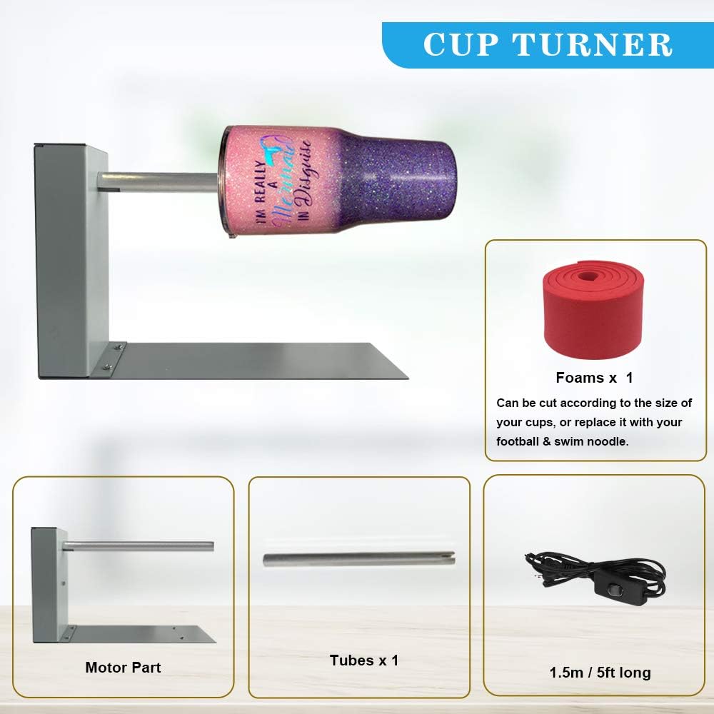 Cup Turner for Crafts Tumbler, Fully Assembled with Rotisserie Motor Tumbler Spinner Machine for Making Epoxy Glitter Tumblers CW & CCW Supported Tumbler Cuptisserie