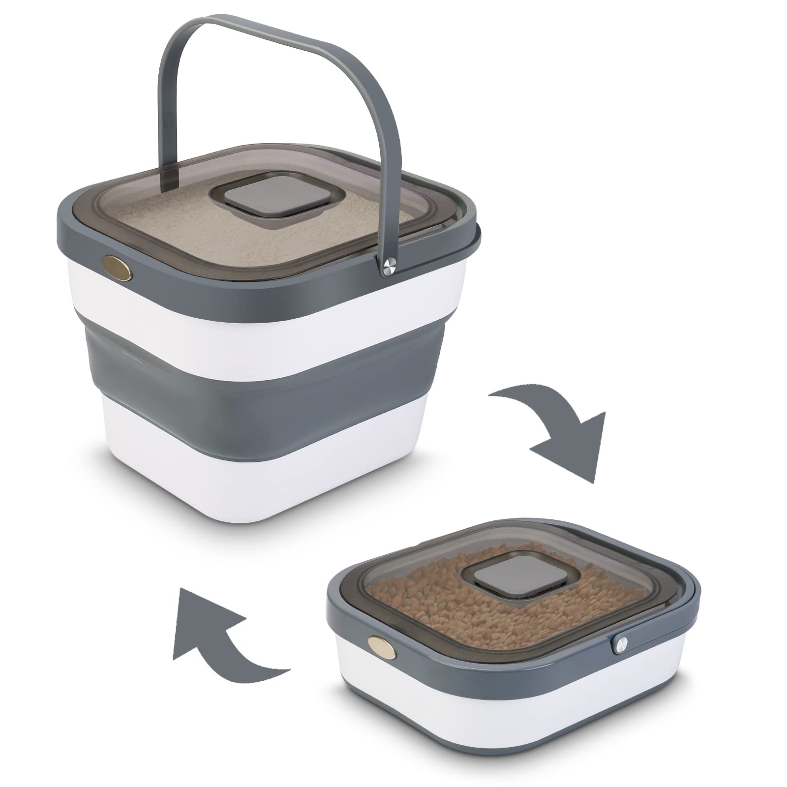 DricRoda Collapsible Dog Food Storage Container Cat Pet Food Storage Container Bin for Pet, Kitchen Rice Box with Airtight Lid Push-type Storage Bin Foldable Flour Bucket Moisture-proof Grain Storage
