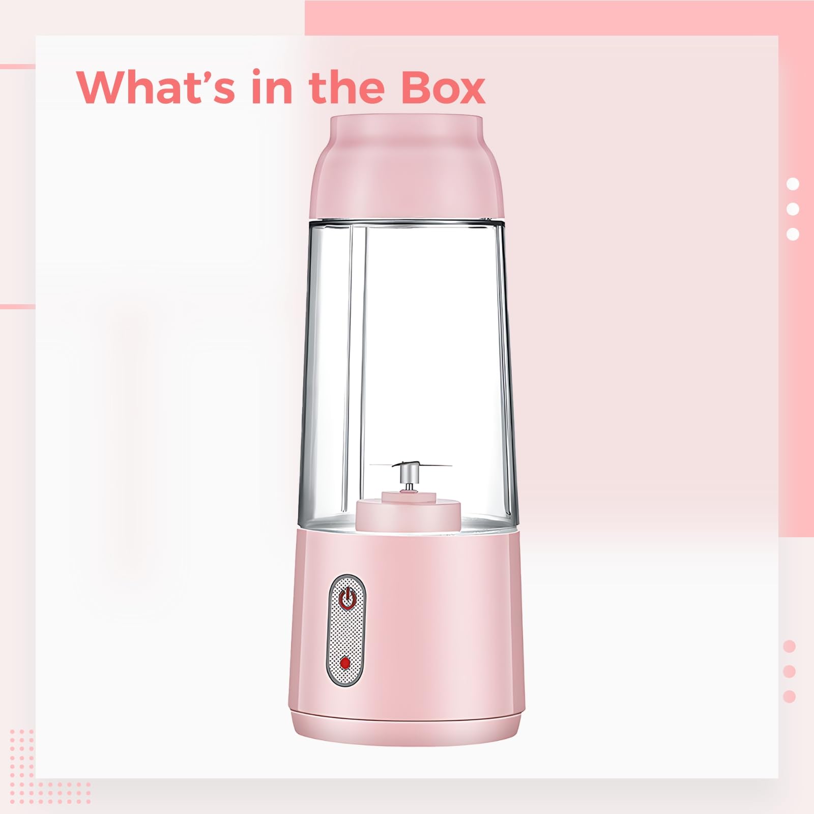 Blender portable, blender électrique pour jus rechargeable USB, capacité 300 ml, design rose, batterie 1 200 mAh, PC transparent, commande à une touche, pour la maison et les voyages