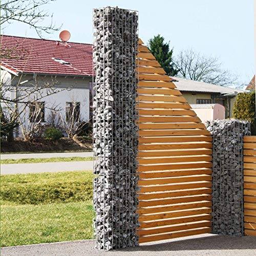 Preisvergleich Produktbild bellissa Gabionenstele PRONTO - 98109 - Hochwertige Gabionensäule - Dekorative, schmale Steinsäule inkl. Rohrpfosten - 30 x 15 x 195 cm