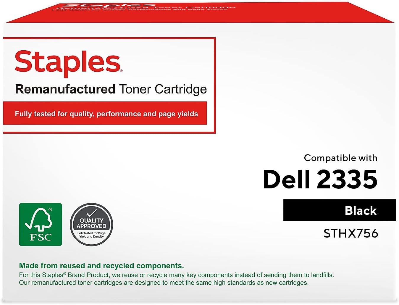 STAPLES Remanufactured HX756 Toner Cartridge Black High Yield Replacement for Dell