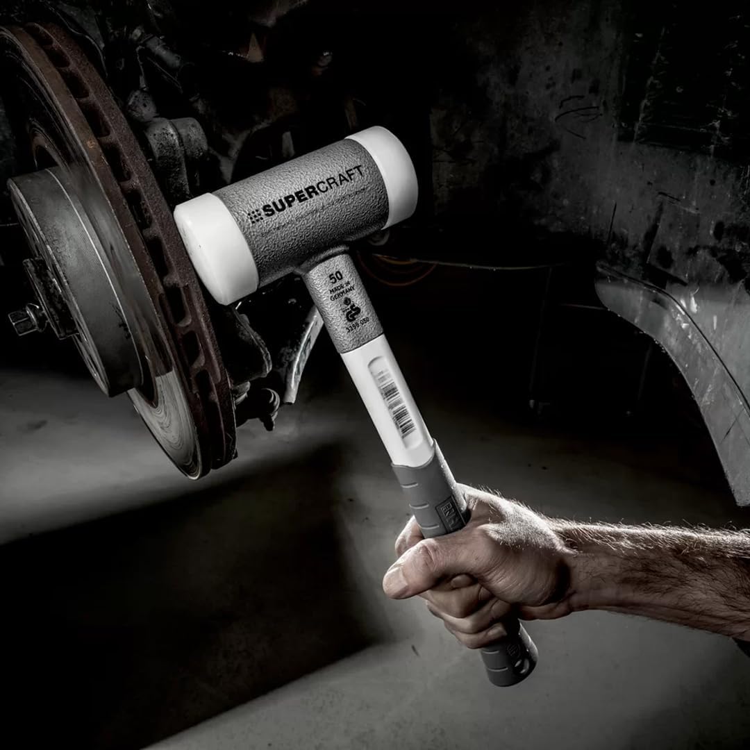 Halder SuperCraft Dead Blow Mallet, Non-Rebounding Hammer, Hard Nylon Inserts, Anti-Slip and Break-Proof 3 Component Handle, 60mm, 3.6 lbs.