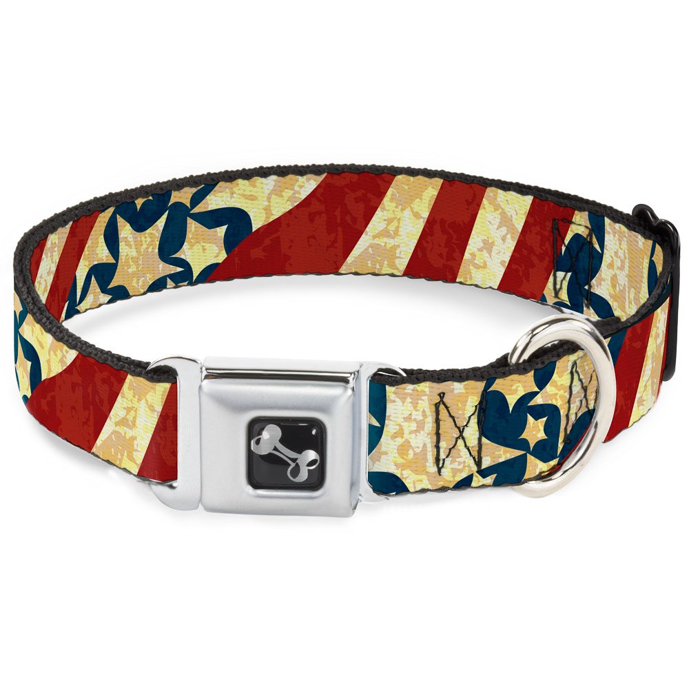 Collier pour chien ajustable Buckle Down vintage étoiles et stripes 66cm