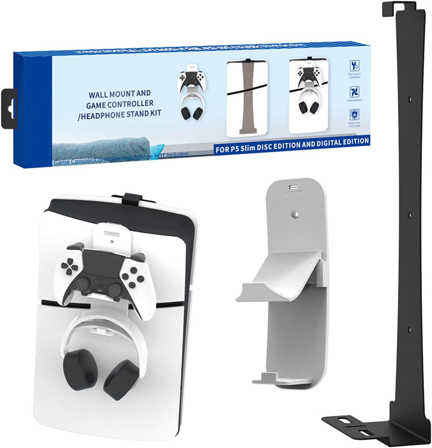 Wall Mount Kit for Controller Holder Headphone Hook Console Stand Host Rack Game Storage Mount Headphone Hook for Desk