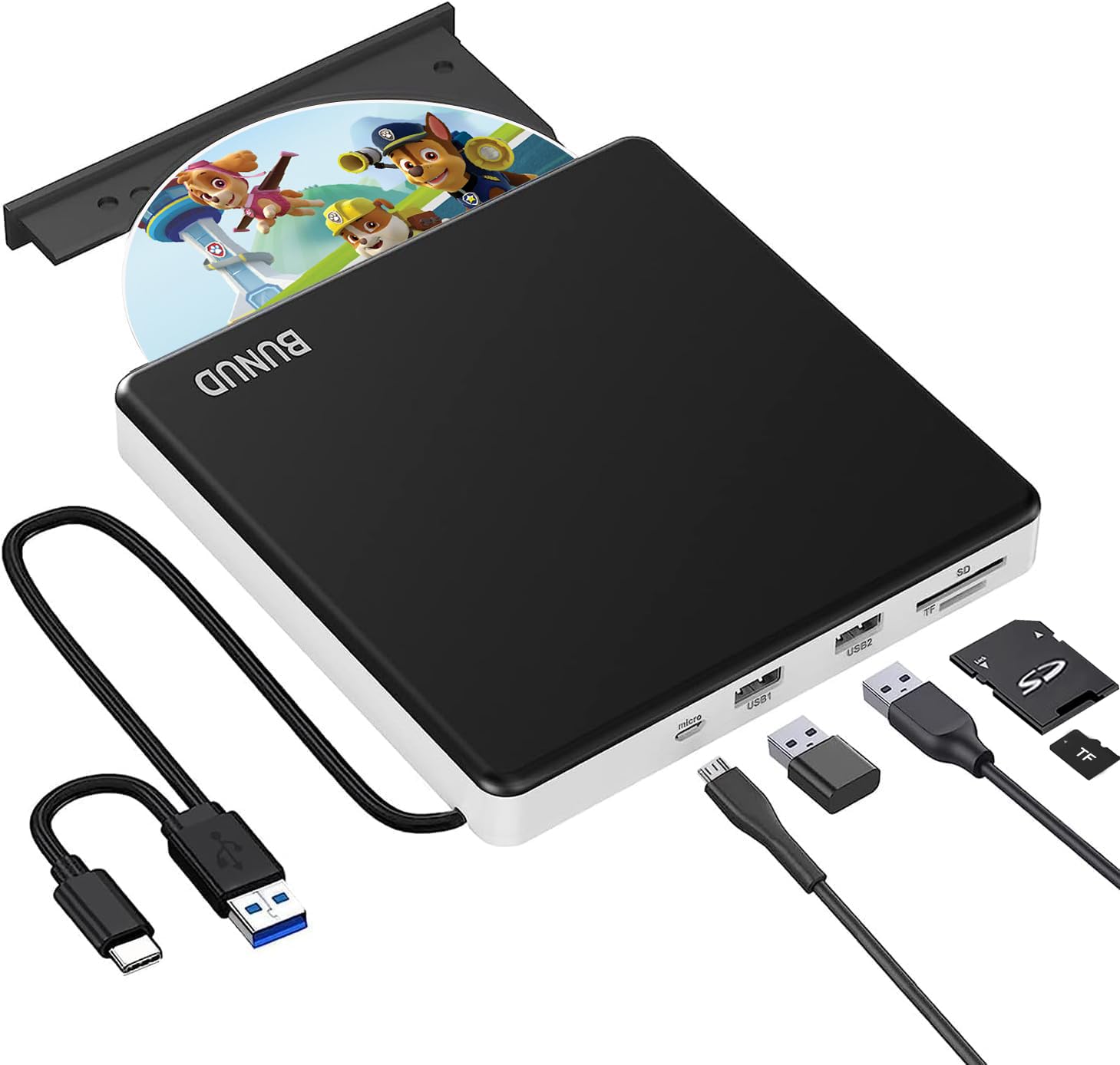 【C】DVD BUNUD External CD/DVD Drive for Laptop: USB 3.0 Type-C CD Burner