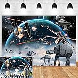 Universal Outer Space Galaxy Wars Photo Backgrounds Baby Boys Bday Party Supplies Black Stars...