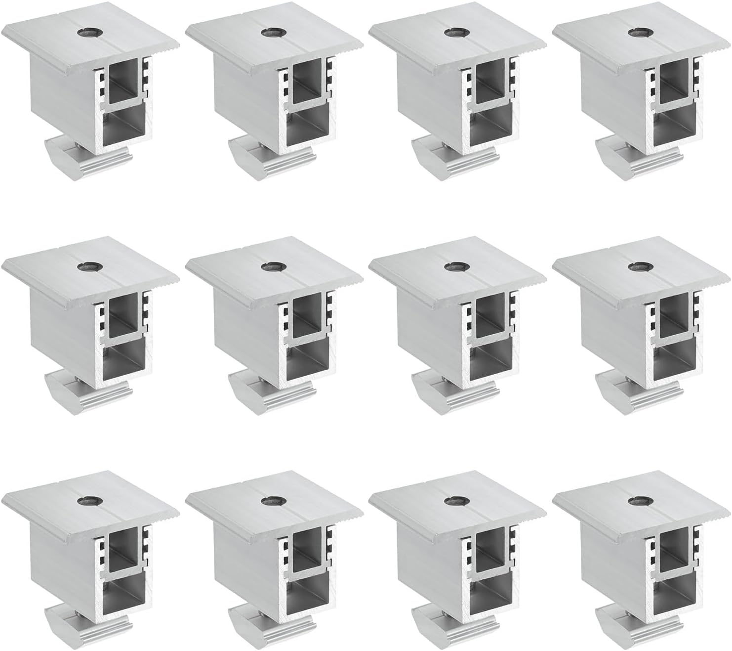 M METERXITY 12-Pack Adjustable Solar Middle Clamps 30-50mm PV Panel Bracket Corrosion-free Aluminum Middle Clips Mid Clamp for Roof/Wall/Boat/PV System/RVs Solar Panel Mounting Brackets
