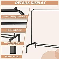 Vista 6 de JIUYOTREE Perchero de Metal para Ropa, Perchero para Prendas de 43.3 Pulgadas con Estante Inferior para Colgar Ropa, Abrigos, Faldas, Camisas, Negro